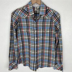 Element Shirt Womens Small Pearl Snap Plaid Button Up Collared Top Ladies
